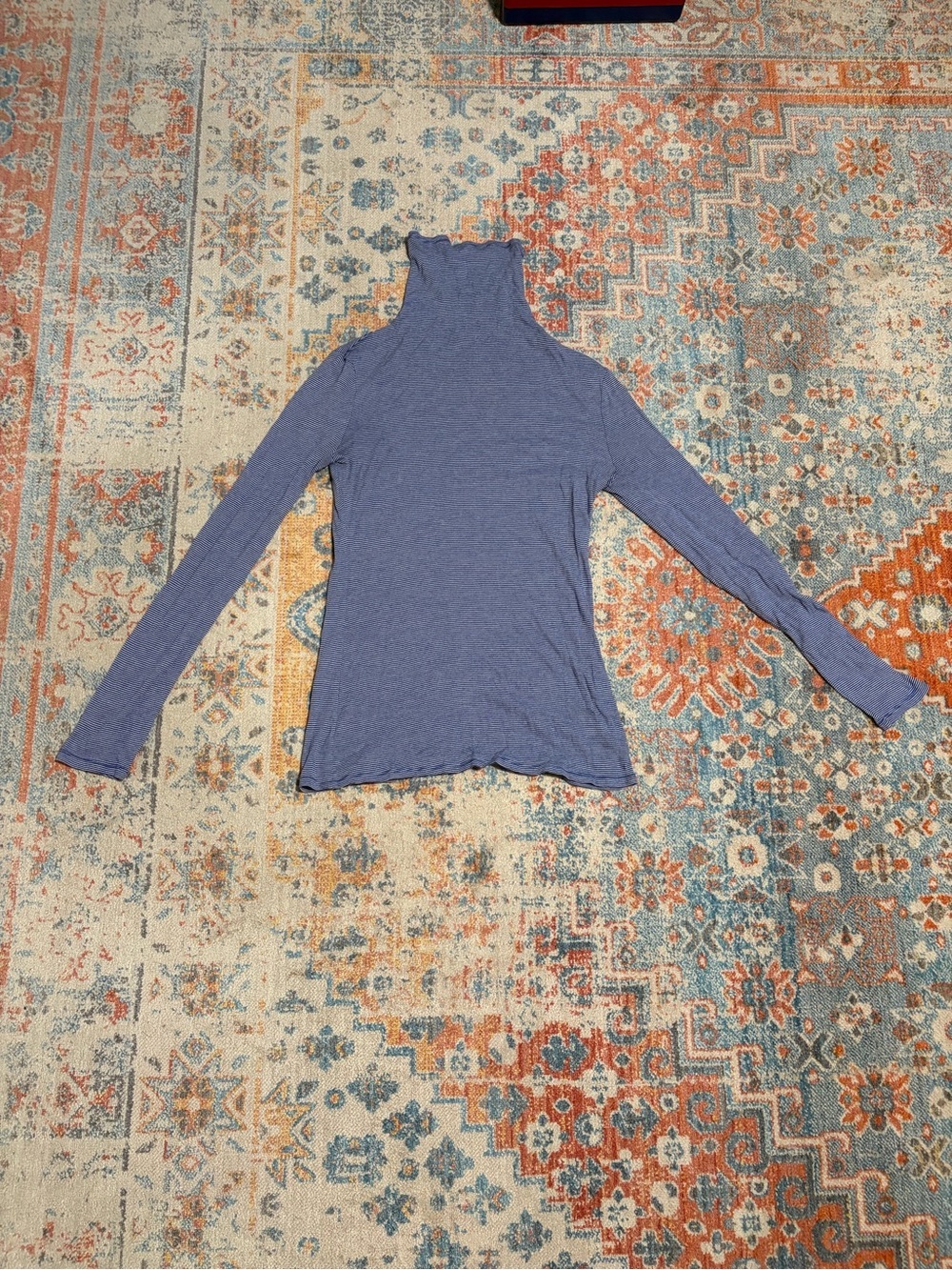 GAP 100% cotton micro striped long-sleeve turtleneck tee